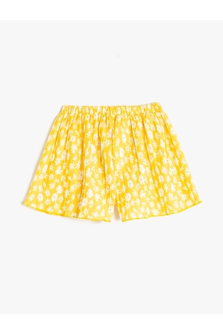 Koton Beli Lastikli Çiçek Desenli Pileli Şort Sarı Desenli 5skg40027ak Sarı Desenli Sarı