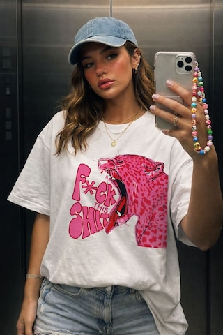 Yolo Street Fck This Baskılı Oversize Beyaz Tişört Y2k Kadın Streetwear T-shirt Beyaz