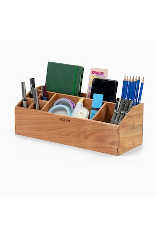 Woodsaka Eğimli Masaüstü Organizer - 7 Bölmeli - Kiraz Ağacından
