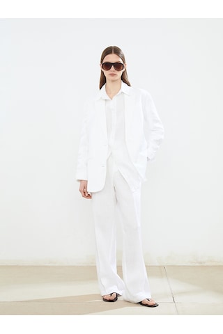 Lcw Modest Ekru %100 Keten Kadın Blazer Ceket