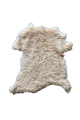 Naturel Uzun Tüylü Koyun Postu Pudra 60 X 50 Cm