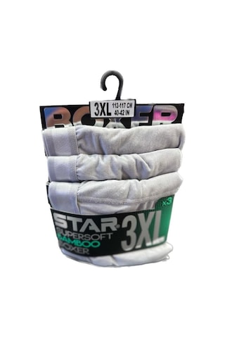Star 3lü Erkek Süpersoft Bambu Boxer Gri