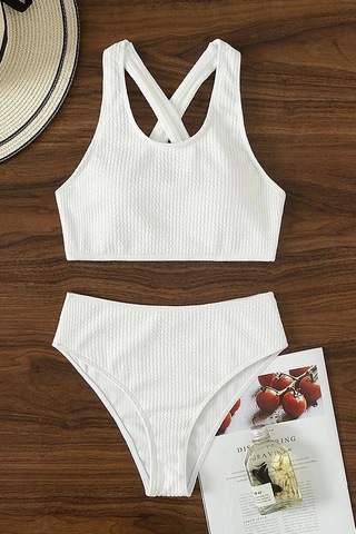 Kadın Beyaz Çapraz Sırt Detaylı Iç Çamaşır Takımı Beyaz
