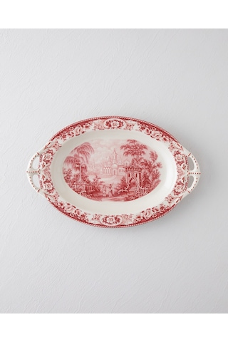 English Home Preston Stoneware Kayık Tabak 36 Cm Bordo Bordo