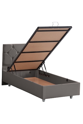 Glamis Tek Kişilik Baza Başlık Letto Yatak Seti - Gri 100 x 200
