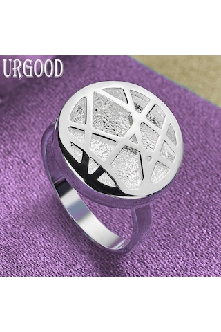 925 Ayar Gümüş Desenli Yuvarlak Yüzük Güzel Hediye Takı 10