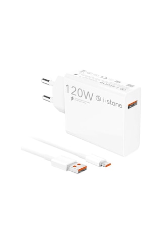 İ-stone 120w Turbo Şarj Adaptörü + Usb To Type-c Kablo ' Beyaz