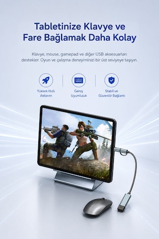 Lightning Ve Type-c Otg Dönüştürücü Kablo, Usb 2.0 Adaptör, Apple iPhone Uyumlu İpad Android Tablet , Klavye Mouse Usb Bellek Gamepad İçin, Naylon Örgülü Tak Çalıştır S510