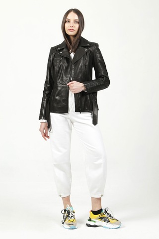 Dericlub Santa/65 Jumbo Model Gerçek Deri Kadın Mont Siyah