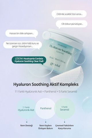 Hassas Ciltlere Nemlendirici Tonik Ped Goodal Houttuynia Cordata Hyaluron Soothing Clear Pad