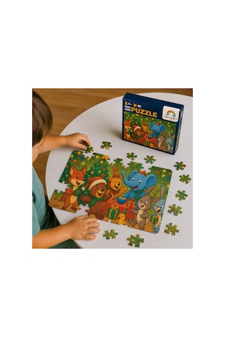 Yılbaşı Partisi Mini Puzzle 40 Parça 3-7 Yaş Eğitici Çocuk Puzzle Yapboz