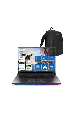 Asus ROG Strix G16 G615JMR-S5049-S5049F022 i7-14650HX 48 GB 2 TB+2 TB SSD 8 GB RTX5060 16" Free Dos Dizüstü Bilgisayar + Zetta Çanta