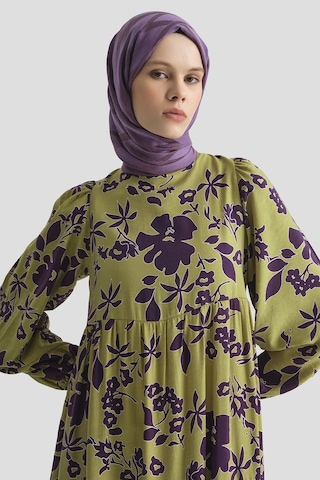 Armine Trend Çiçek Desenli Elbise-yeşil 25yt910 Yeşil