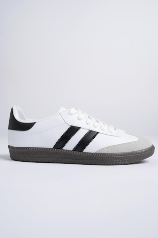 Muggo Gordon Unisex Ortopedik Günlük Garantili Bağcıklı Yürüyüş Koşu Sneaker Spor Ayakkabı Beyaz - Siyah