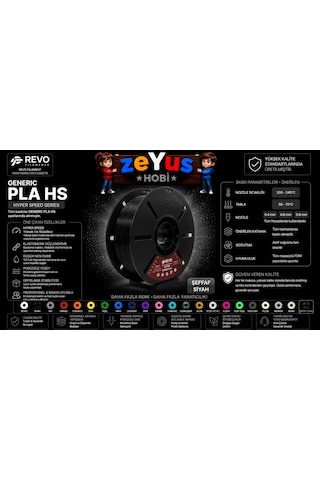 Generic Pla Hs Hyper Speed Filament Şeffaf Siyah 1.75 Mm 1000 Gr