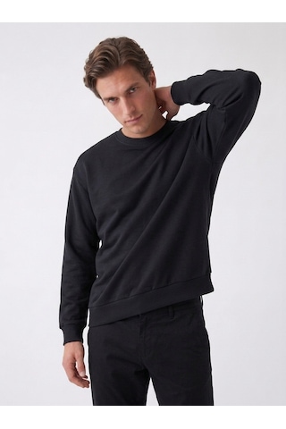 Noux 3 İplik Şardonlu Pamuk Sweatshirt Sİyah