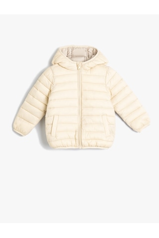 Koton Şişme Mont Kapşonlu Cepli Fermuarlı Ekru 5wmb20009tw Ekru