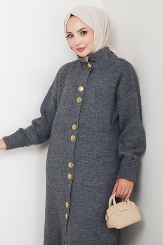 Reha Düğmeli Triko Hırka 1603 - Antrasit Antrasit