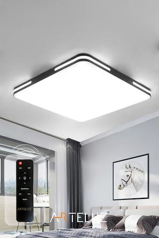 Kare Model Modern Plafonyer Avize 50x50 Cm Siyah