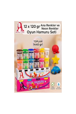 Oyun Hamuru 12 Renk 1 Paket Monalisa 12 Li Ana Ve Neon Oyun Hamuru Kurumaya Karşı Dirençli Okul Öncesi Kreş Yumuşak Çok Renkli