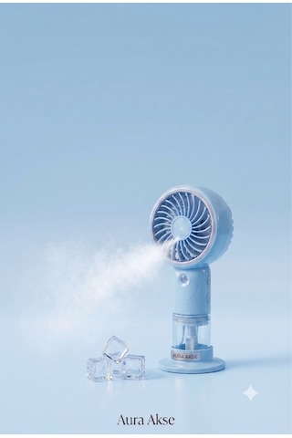Su Destekli Mini Fan Mavi