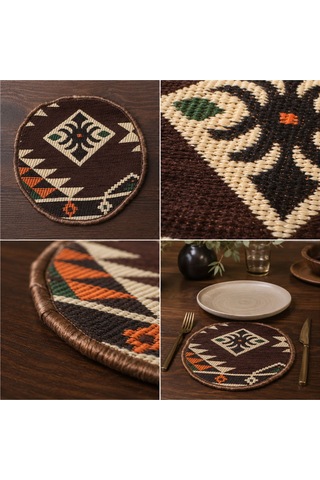 Bk Gift 6 Adet El Yapımı Anadolu İzleri Kilim Kumaşı Supla Koleksiyonu 27cm -5 Haki