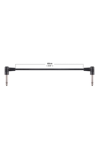 Ruicoo Gitar Pedalı Bağlantı Kablosu 6.35mm Dairesel Uç 60cm - Sağ-açılı, Oksijen Bakır Çekirdekli, Siyah, 1 Adet Rpc-60