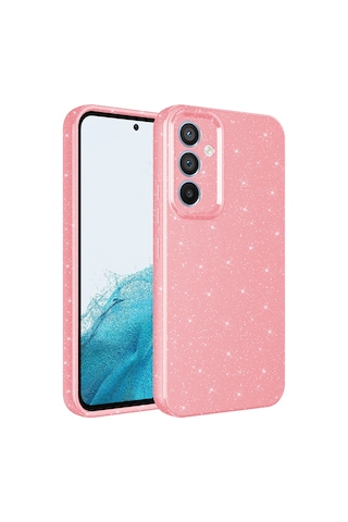 Biriva Home Galaxy S24 Fe Kılıf Kamera Korumalı Simli Lüks Koton Kapak - Siyah Siyah