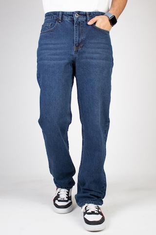 HLT Jeans Erkek Mavi Baggy Fit Bol Kesim %100 Pamuk Denim Loose Jeans Kot Pantolon Leo 001