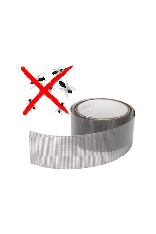 Yapışkanlı Sineklik Tülü Tamir Bandı Yırtık Kopmuş Delik Fiber Tül Yapıştırma Siyah 48 Mm X 2 Metree
