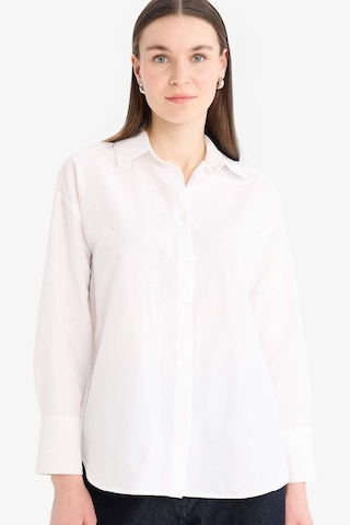 DeFacto Relax Fit Basic Düz Poplin Uzun Kollu Tesettür Gömlek Tunik E7977AX25SMWT34