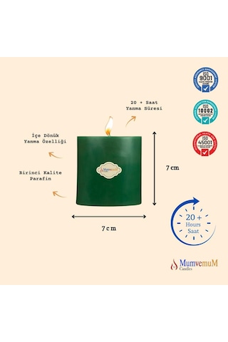 Elma Kokulu 7x7 Yeşil Silindir Mum Yeşil