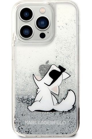 Apple Uyumlu iPhone 14 Pro Max  Kılıf Sıvılı Simli Choupette Dizayn Kapak