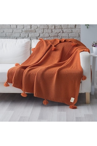 Coco Pirinç Örgü Ponponlu Triko Tv Battaniyesi Throw Koltuk Şalı (538861664)-130X170