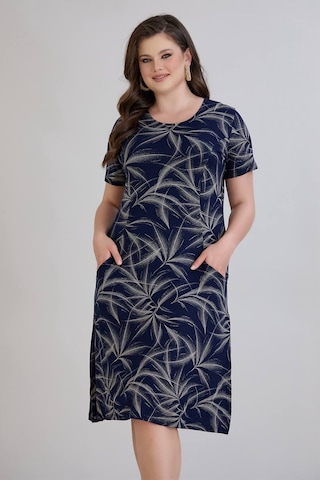 Wearon Kadın Sumru Cepli Kuplu Kısa Kol Lacivert Elbise Lacivert