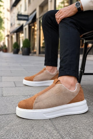 Mevese Torino Erkek Bağcıksız Cilt Günlük Sneaker Ayakkabı Ortopedik Kalın Taban Taba