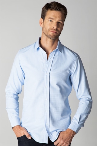 Tudors Modern Slim Fit Dar Kesim Armürlü Erkek Gömlek MD220009-101 Mavi
