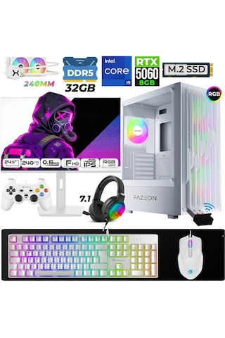 Fazeon Astra X870 i9-14900KF 32 GB 1 TB M.2 NVMe SSD 8 GB RTX5060 24.5" Free Dos Masaüstü Oyuncu Bilgisayarı