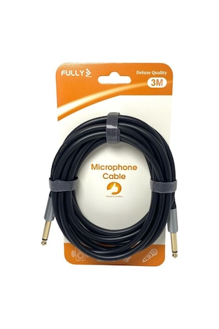 Fully 3metre 6.3mm Erkek-erkek Mono Gitar Kablo - Siyah