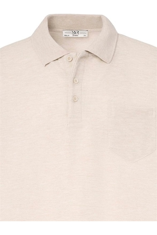 Süvari Bej Regular Düz Baskısız Waffle Düğmeli Polo Yaka Tişört Sts1014000004-bj3