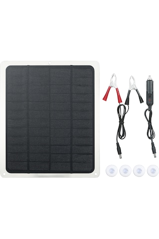 15w D C 12v/5v Solar Panel Kiti İkili Usb & Type-c Arayüzü Ve Aligator Kelepçe/ Araç Şarj Cihazı Ip65 Suya Dayanıklı Ev İçin Dış Mekan Kullanımı İçin Taşınabilir