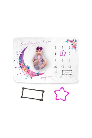 Pelikandükkan Moky Design Anı Battaniyesi, Bebek Hediyelik Aylık Fotoğraf Çekim (490079462)