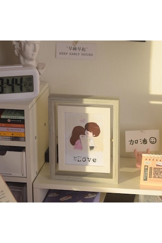 Lemestar Ahşap Ve Cam Döner Fotoğraf Çerçevesi 6-7 İnç, Çift Taraflı Görüntüleme, Dikey-yatay, Ofis/ev Dekoru - 1 Adet