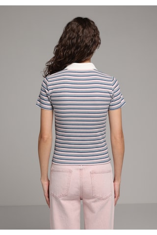 Colin's Colins Slim Fit Polo Yaka Çizgili Kadın Pembe Kısa Kol Tişört Cl1078875 Q1.v1 Pın