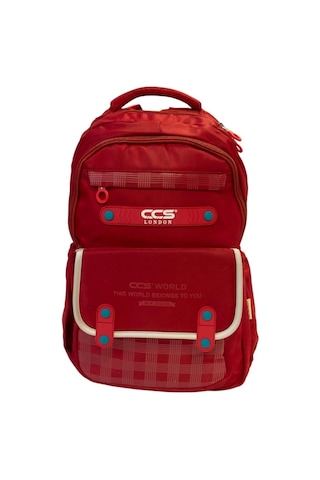 Ççs London 2 Büyük 2 Küçük 4 Gözlü Çok Geniş Okul Çantası, Sırt Çantası, Spor Çantası, Günlük Çanta 51678 Kırmızı Desenli