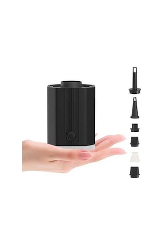 Fortunelane Siyah Mini Hava Pompa, Kablosuz 6 Uçlu, Dış Mekan İki Kullanımlı