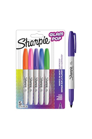 Sharpie Glam Pop Kalıcı Markörler, Kalın Ayrıntılar İçin İnce Nokta, Çeşitli Canlı Renkler / 5 Keçeli Kalem Genel