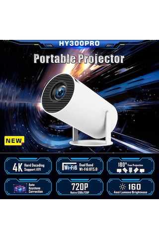Pvzz Hy300 Pro Projektör 720p Taşınabilir Projektör, Android Os