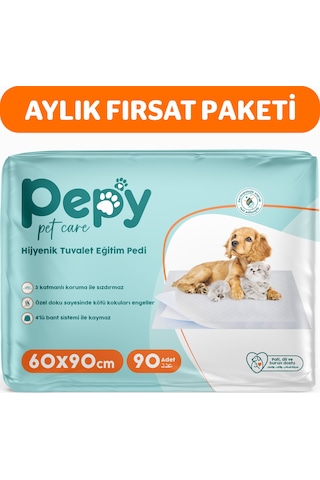 Pepy Pet Care Kaydırmaz Hijyenik Tuvalet Eğitim Pedi 3 x 30'lu 60 x 90 CM