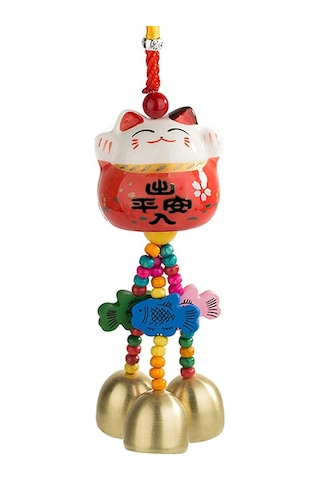 Açık Dekorasyon Seramik Rüzgar Çanları Şanslı Servet Kedi Rüzgar Çanları Araba Süsleme